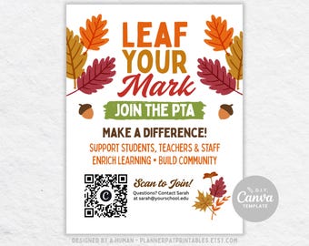 Editable Fall PTA PTO Membership Flyer: School Recruitment Template (Canva Download)