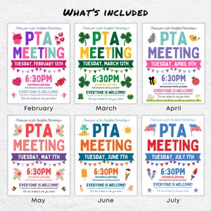 Editable Monthly PTA Meeting Flyer Bundle Canva Templates for School ...