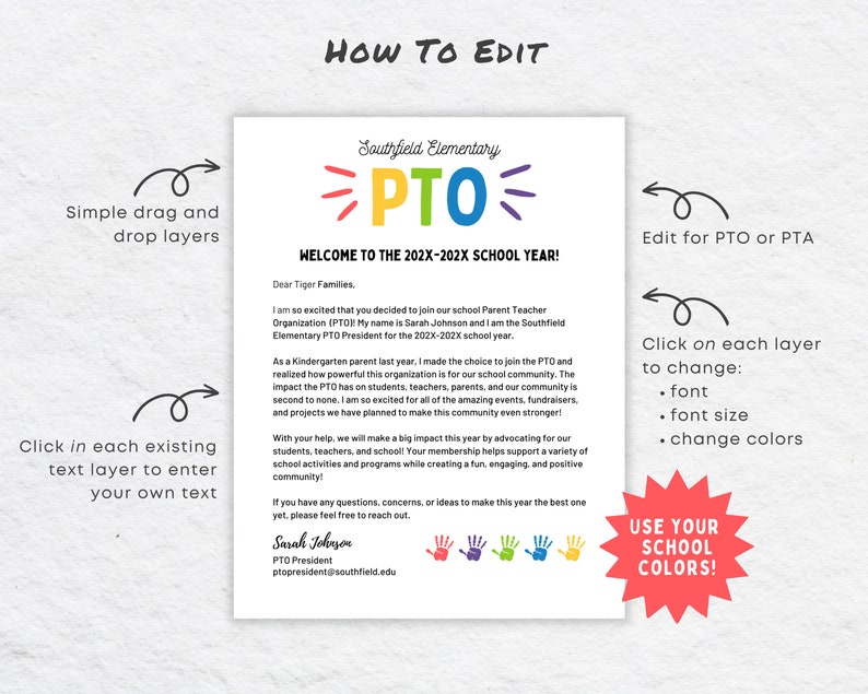 Editable PTO PTA Welcome Letter Template: Minimalist School ...