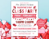Editable Valentines Class Party Invite, Elementary School Flyer Template, Canva
