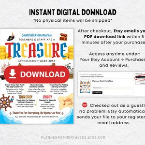 Pirate Theme Teacher & Staff Appreciation Week Itinerary Flyer (canva ...