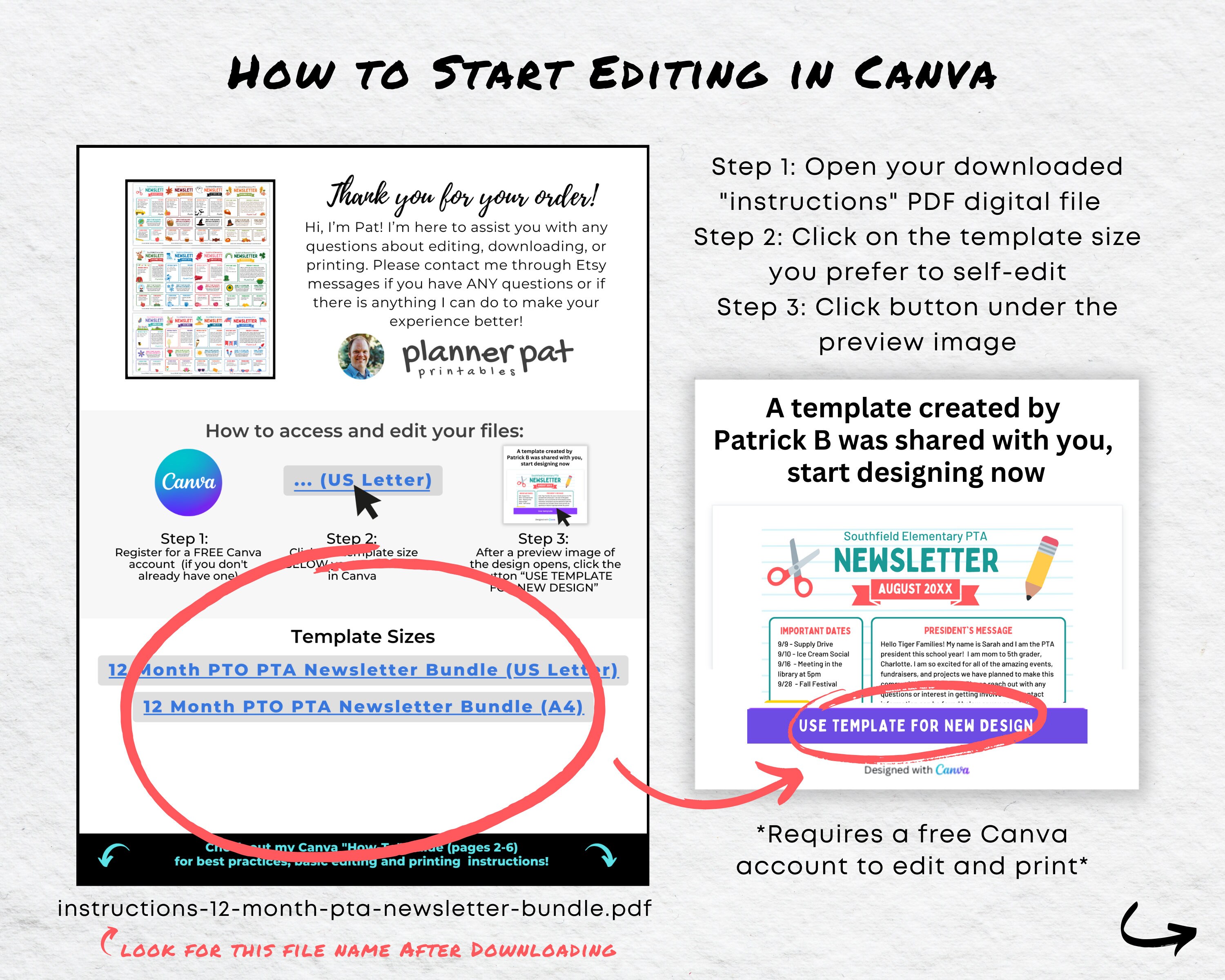 Editable PTA PTO Newsletter Bundle | 12 School Communication Canva ...