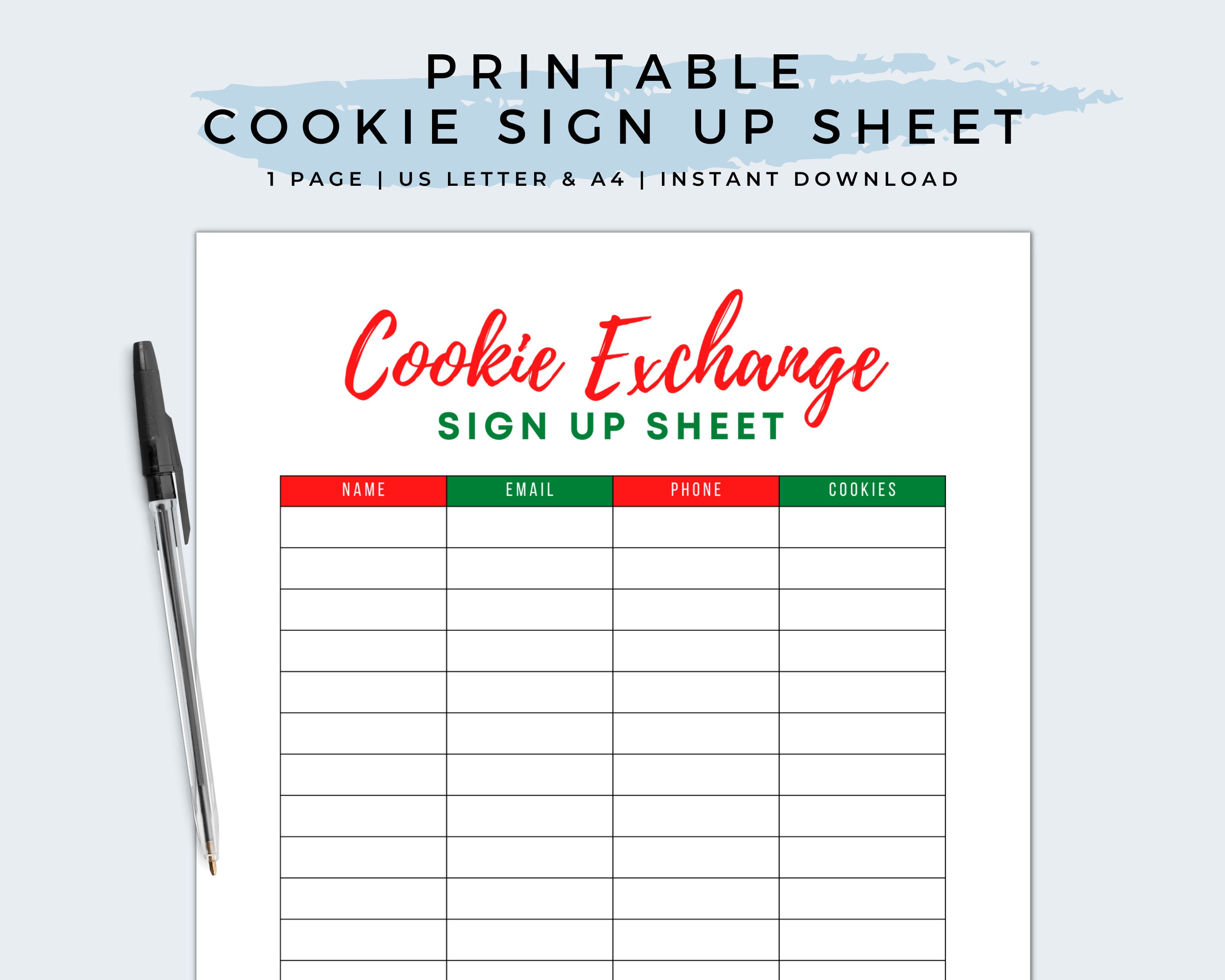 Cookie Sign up Sheet Printable for Christmas Party Cookie Etsy Cookie Sign up Sheet Printable for Christmas Party Cookie Etsy