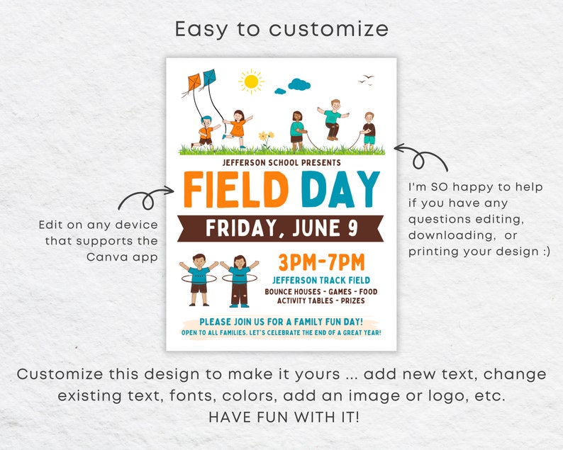Field Day Flyer Canva Template Editable Carnival Family Fun - Etsy