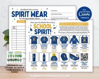 Editable Spirit Wear Order Form Template: PTA PTO Fundraiser Flyer (Canva PDF Download)