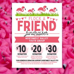 DIY You've Been Flocked Flyer Flamingo Fundraiser Canva Template ...