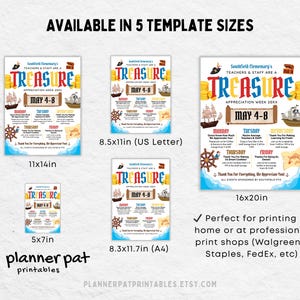 Pirate Theme Teacher & Staff Appreciation Week Itinerary Flyer (canva ...