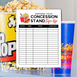 Concession Sign up Sheet Editable Canva Template Snack Bar - Etsy