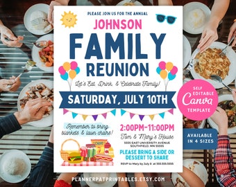DIY Family Reunion Flyer Template, Editable Cousin Reunion Invite, Canva