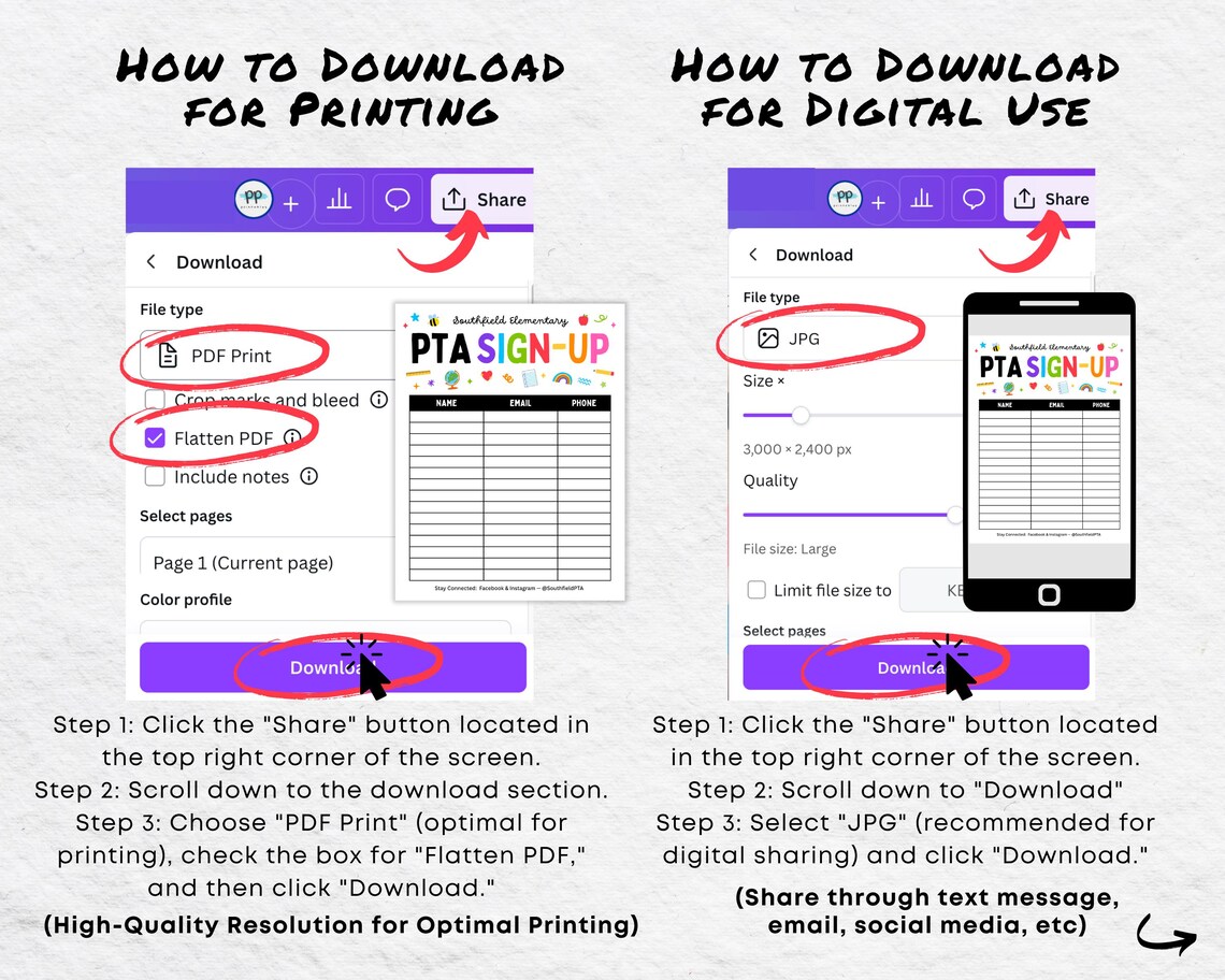 Editable PTO PTA Sign up Sheet Template: Canva Volunteer Form (digital ...
