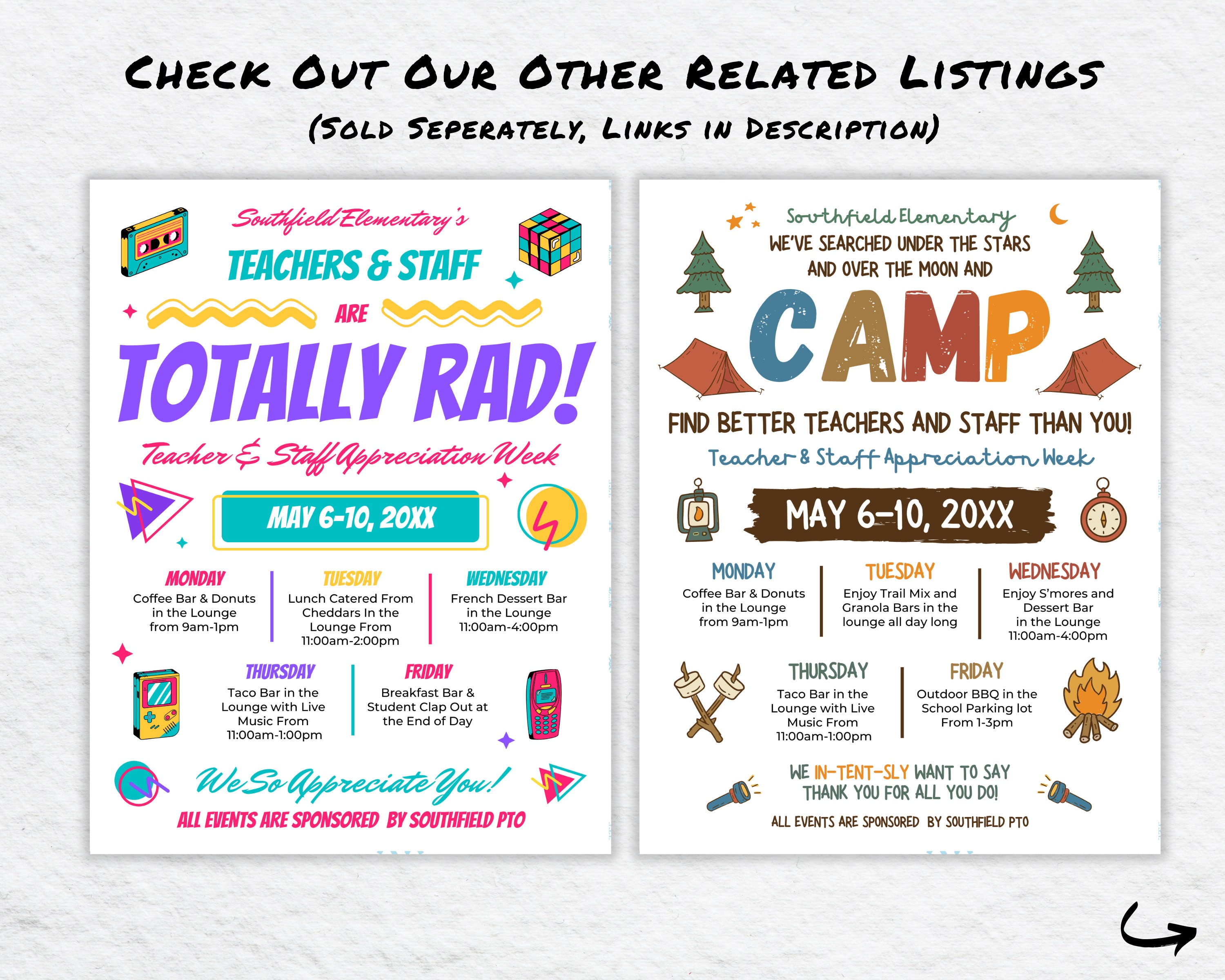 Editable Teacher & Staff Appreciation Week Itinerary Flyer (canva ...