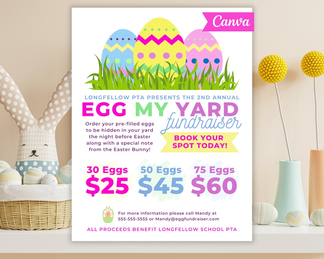 Editable Egg My Yard Flyer Printable, Easter Fundraiser Flyer, Editable