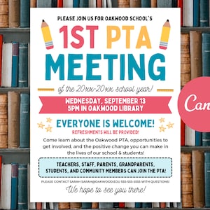 Editable PTO PTA Meeting Flyer Template: September Event Invitation (Digital Download)