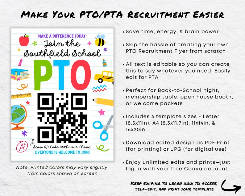 Join Pto Sign PTA PTO Join Flyer Template, Editable Back to School Table Sign - Etsy