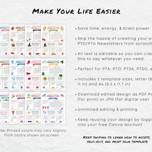 Editable PTA PTO Newsletter Bundle | 12 School Communication Canva ...