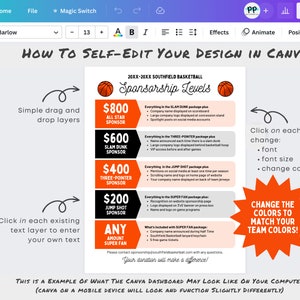 Basketball Sponsorship Levels Form Template, Editable Sponsor My Season ...