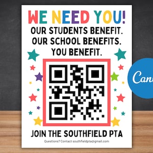 Editable PTA Flyer Template: School Volunteer Recruitment, Canva (Digital Download)