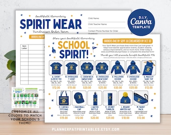 Editable Spirit Wear Order Form Template: PTA PTO Fundraiser Flyer  (Canva PDF Download)