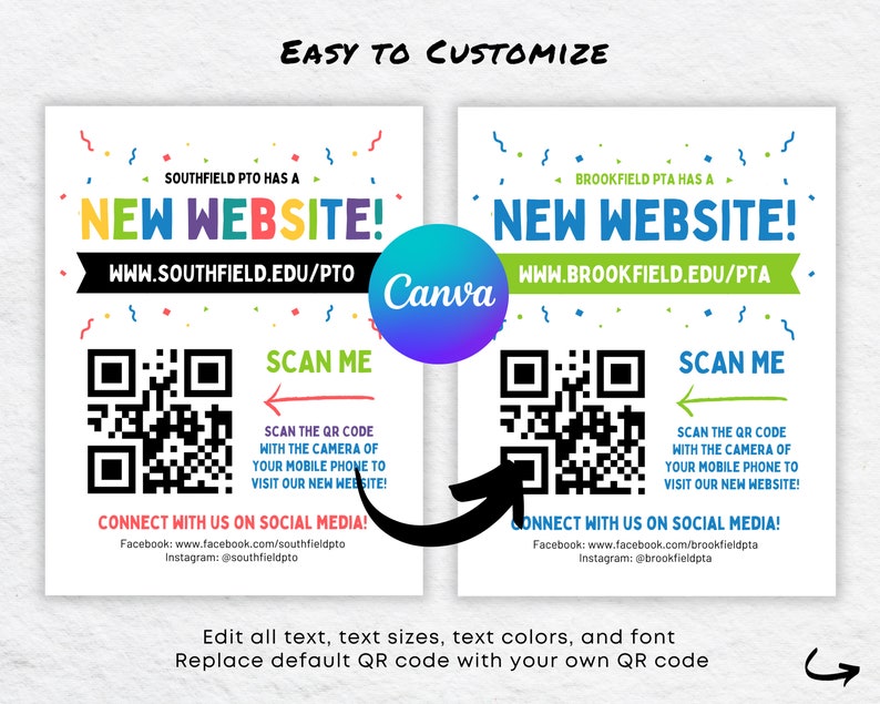 Editable PTO PTA New Website Flyer Canva Template, Launch Announcement ...