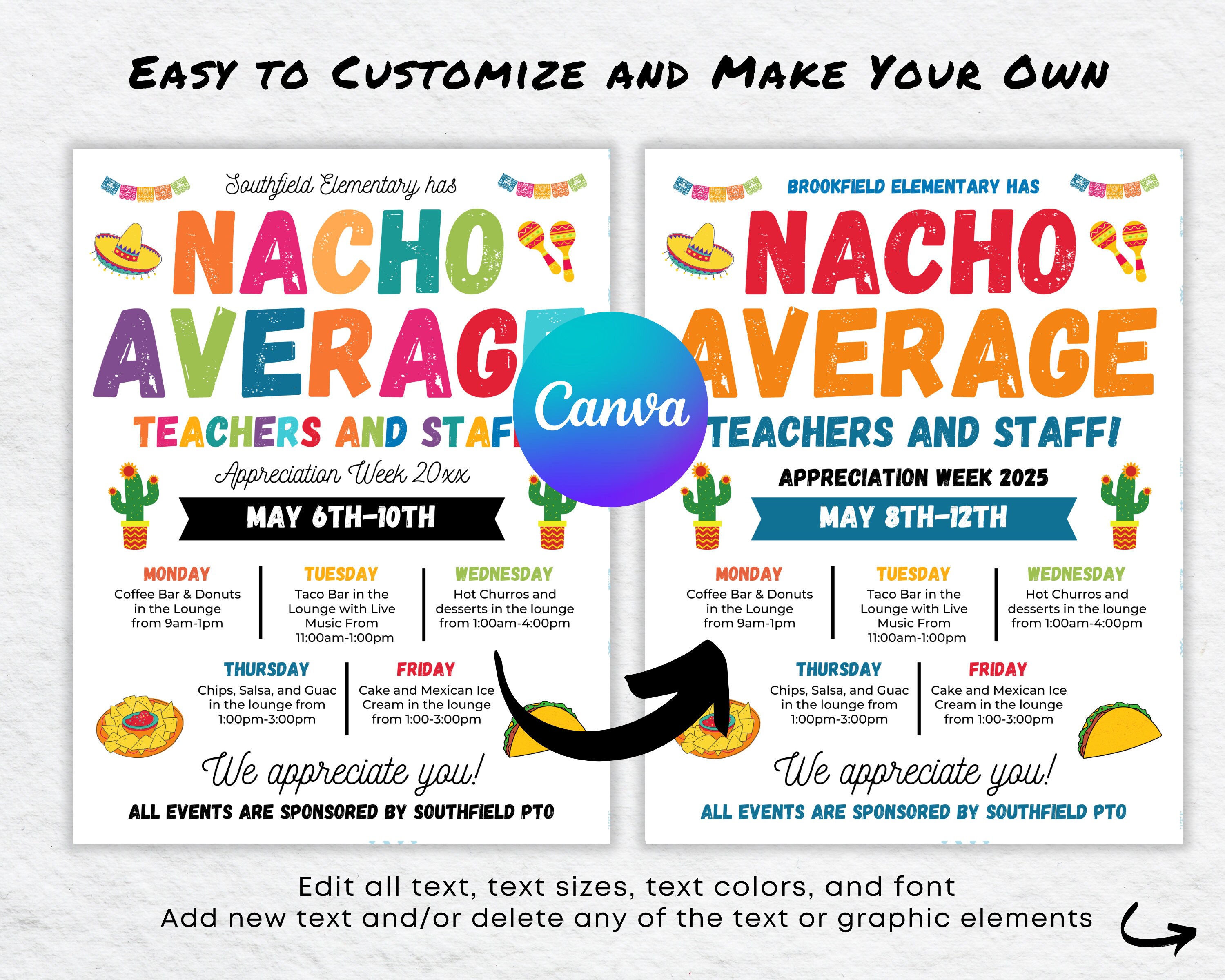 Nacho Average Teacher Appreciation Week Fiesta Itinerary Poster (canva ...
