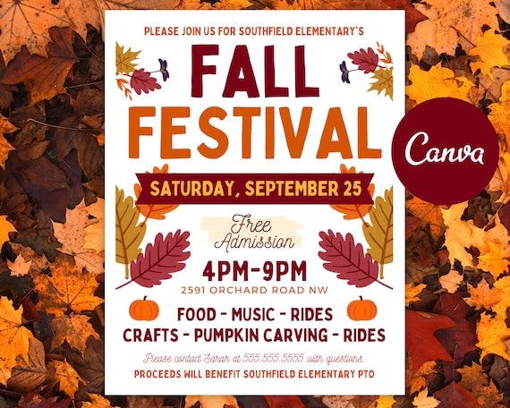 Editable Fall Festival Flyer Template: Autumn Harvest Invitation (Digital Download)