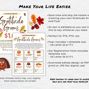 Editable Gratitude Grams Flyer Template School Thanksgiving Editable Gratitude Grams Flyer Template School Thanksgiving