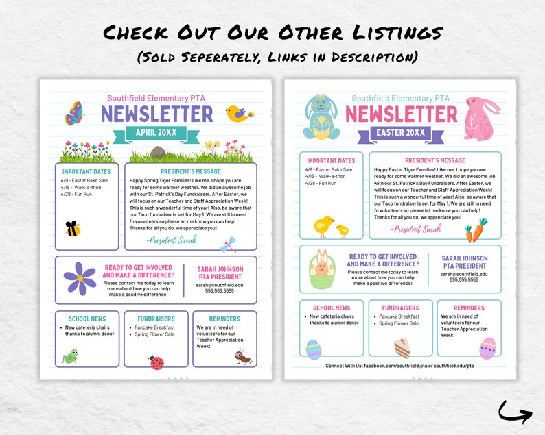 Spring PTA Meeting Flyer Template | Editable PTO Event Invitation ...
