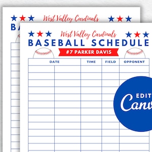 DIY Baseball Game Schedule Template Printable, Canva Baseball Calendar ...
