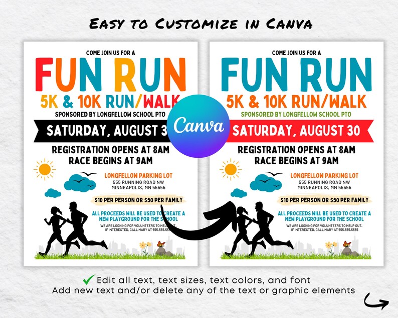 Funny Racing Event Flyer Editable Fun Run Flyer Template: Race Event Poster (canva Download) - Etsy