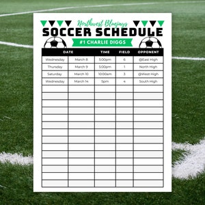 Editable Soccer Schedule Template DIY Canva Printable, Soccer Game ...