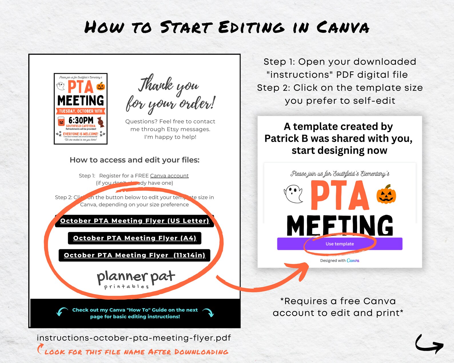 Editable PTA Meeting Flyer | October Event Poster (canva Download) - Etsy