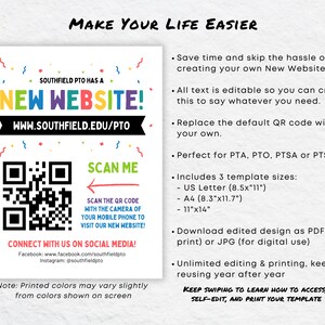 Editable PTO PTA New Website Flyer Canva Template, Launch Announcement ...