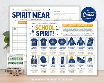 Editable Spirit Wear Order Form Template | PTA PTO Fundraiser (Canva PDF Download)