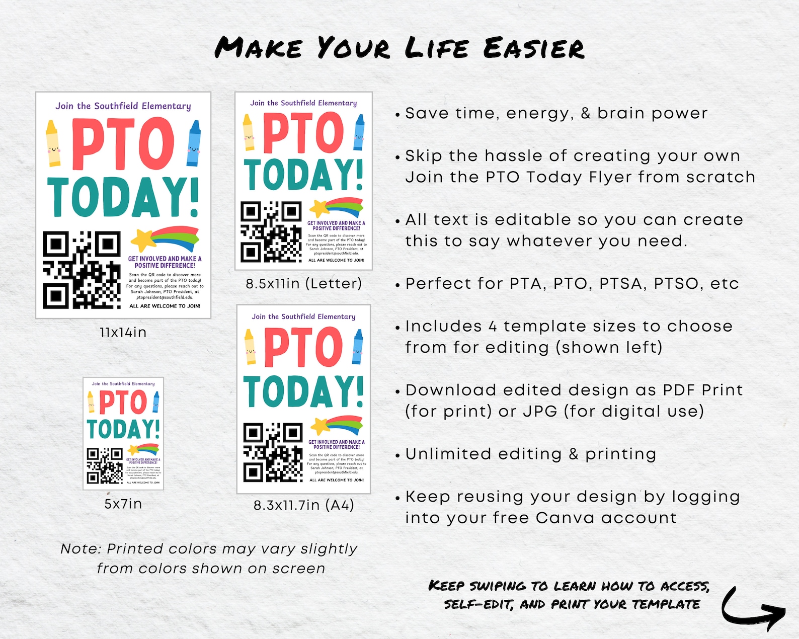 Editable Join the PTO Today Flyer Template, QR Code PTA Recruitment ...