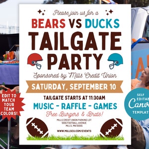 Editable Football Tailgate Flyer Template, Tailgating Party Invite