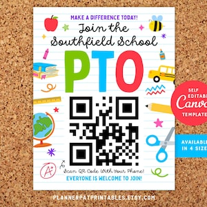 Editable Join the PTO Flyer Template | Canva PTA Membership Poster | School Parent Recruitment Printable Sign