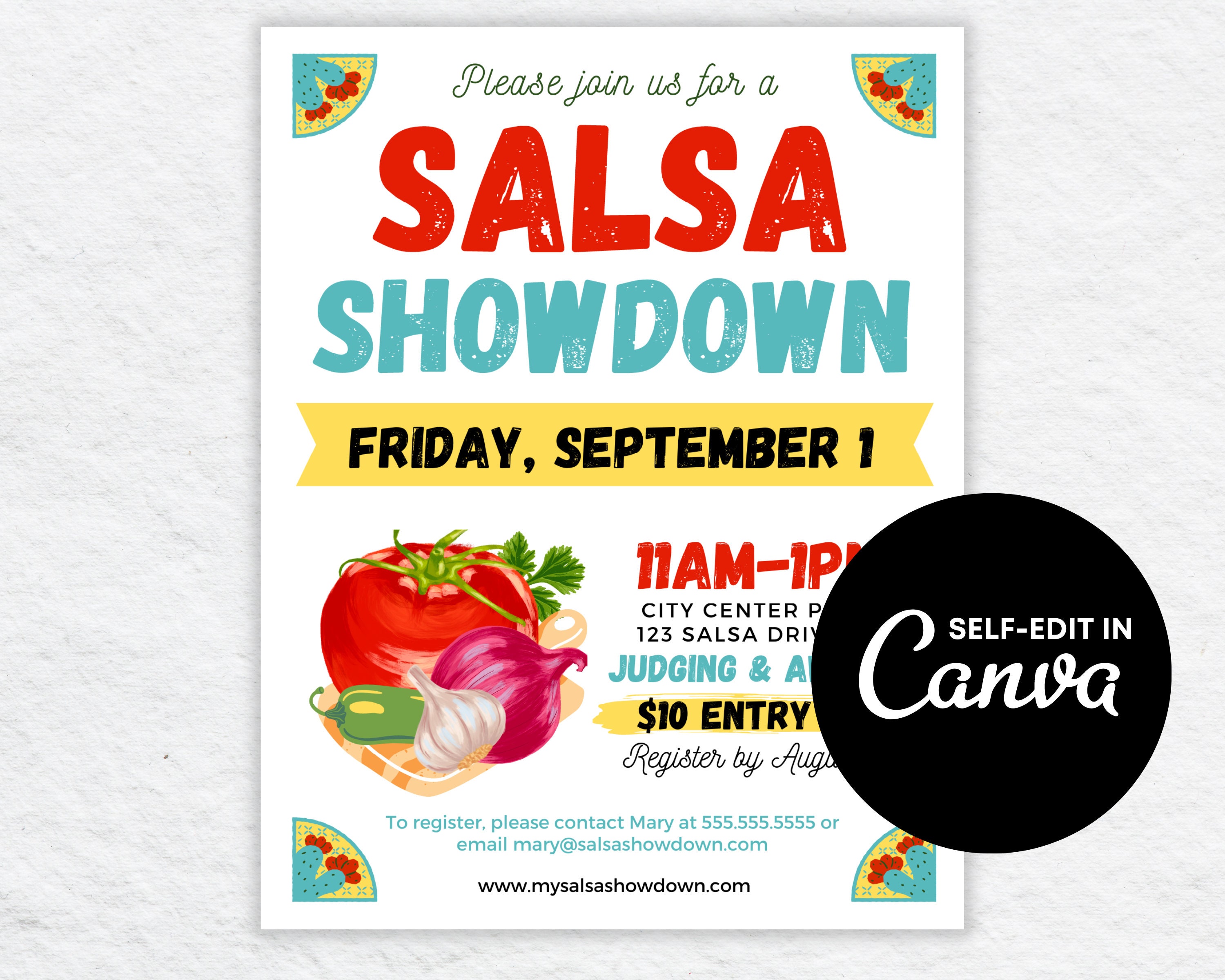 Salsa Contest Flyer Canva Editable Template DIY Salsa - Etsy