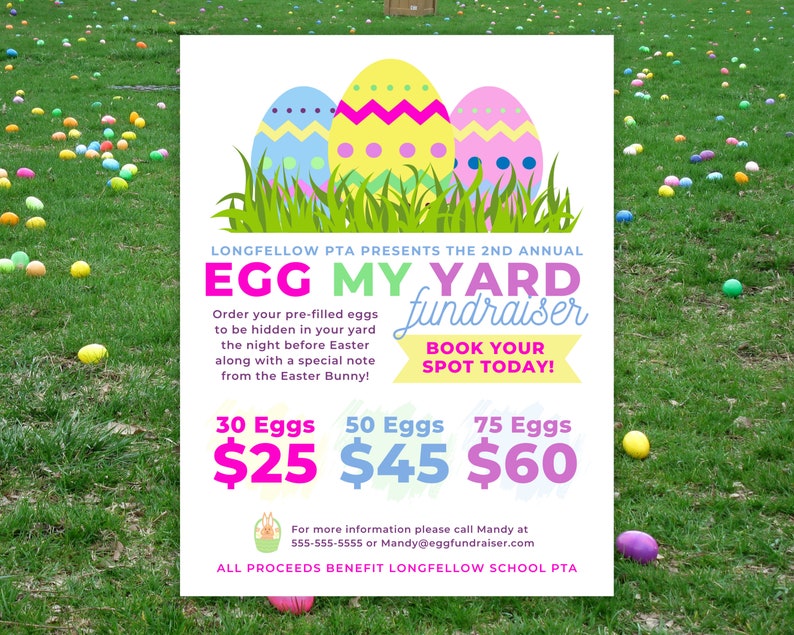 Editable Egg My Yard Flyer Printable Easter Fundraiser Flyer Etsy