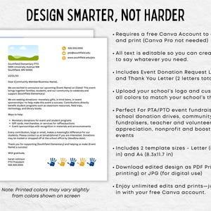 Pto Request Lettering Printable Editable PTA PTO Event Donation Request & Thank You Letter Templates ...