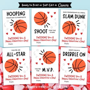 Printable Basketball Valentine Cards, Kids Classroom Valentines Day Card