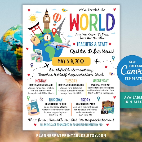 Around the World Teacher Appreciation Theme - Etsy