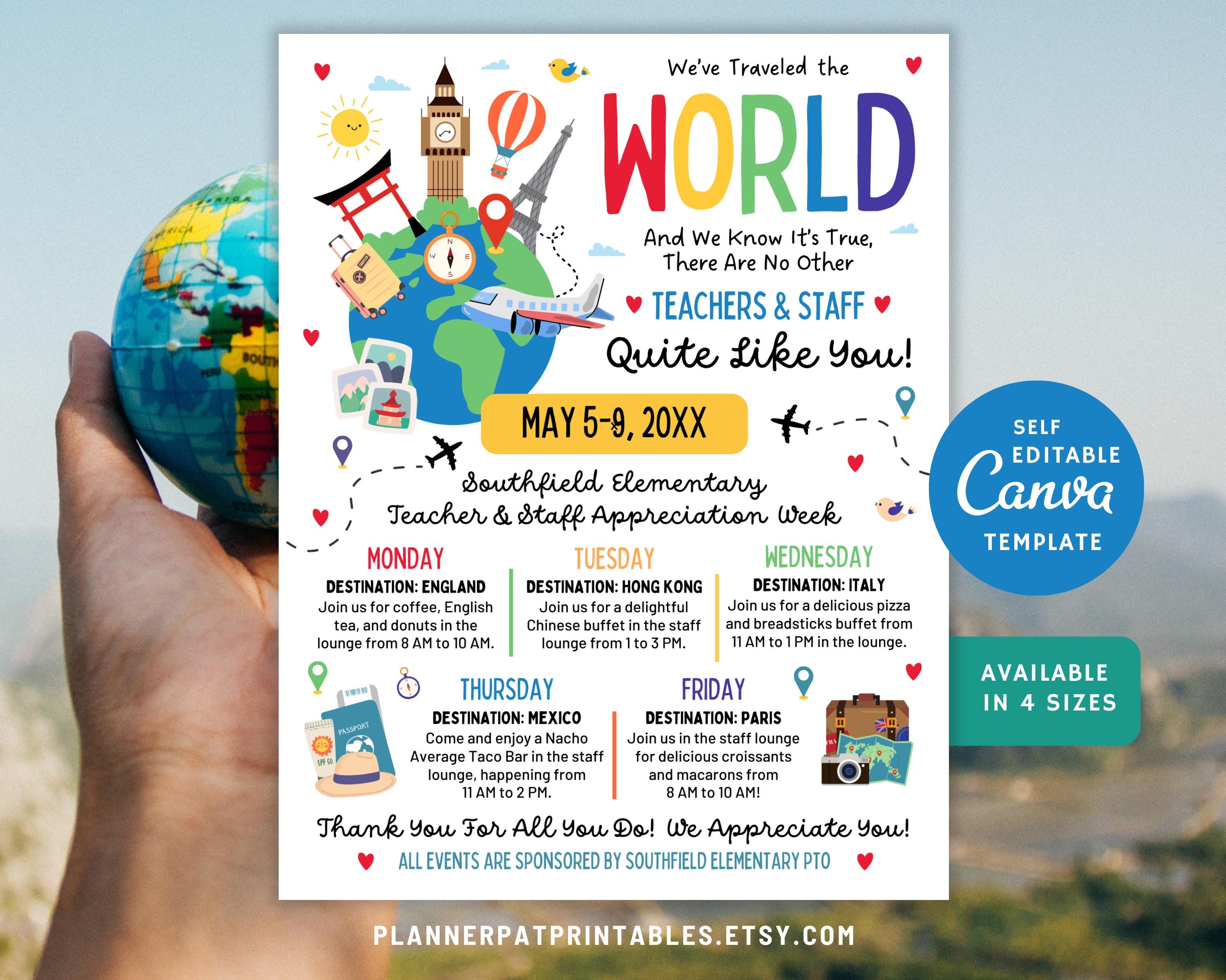 International Teacher Appreciation Week Itinerary Flyer (canva Template ...