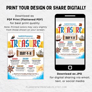 Pirate Theme Teacher & Staff Appreciation Week Itinerary Flyer (canva ...