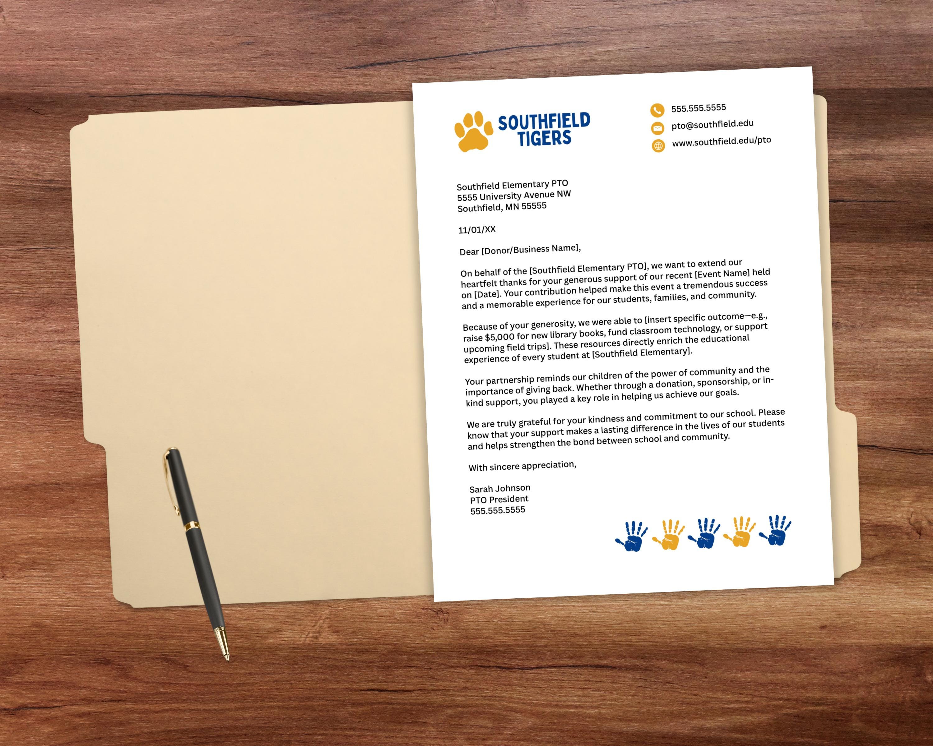 Pto Request Lettering Printable Editable PTA PTO Event Donation Request & Thank You Letter Templates ...