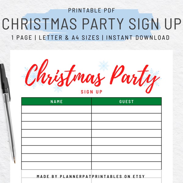 Free Sign up Sheet Template Etsy Free Sign up Sheet Template Etsy