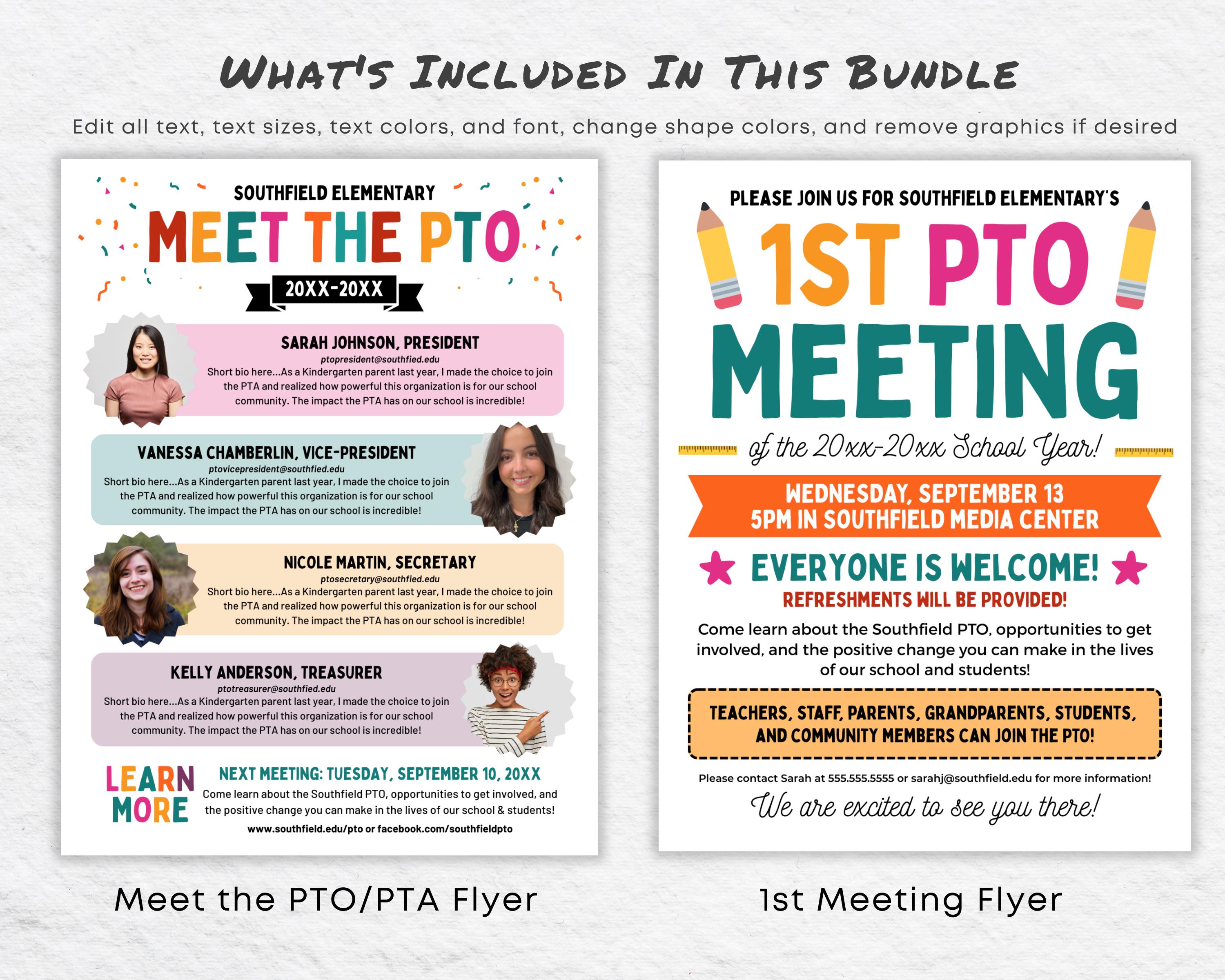 Retro PTA PTO Canva Template Bundle: Editable School Volunteer Flyers ...