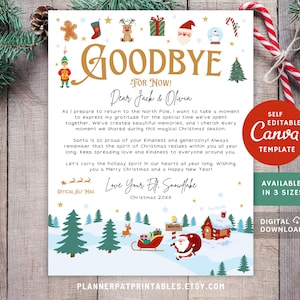 Editable Christmas Elf Goodbye Letter | Holiday Canva Template (Digital Download)