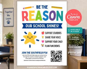 PTA Membership Flyer Template, Editable School Join Flyer (Canva)