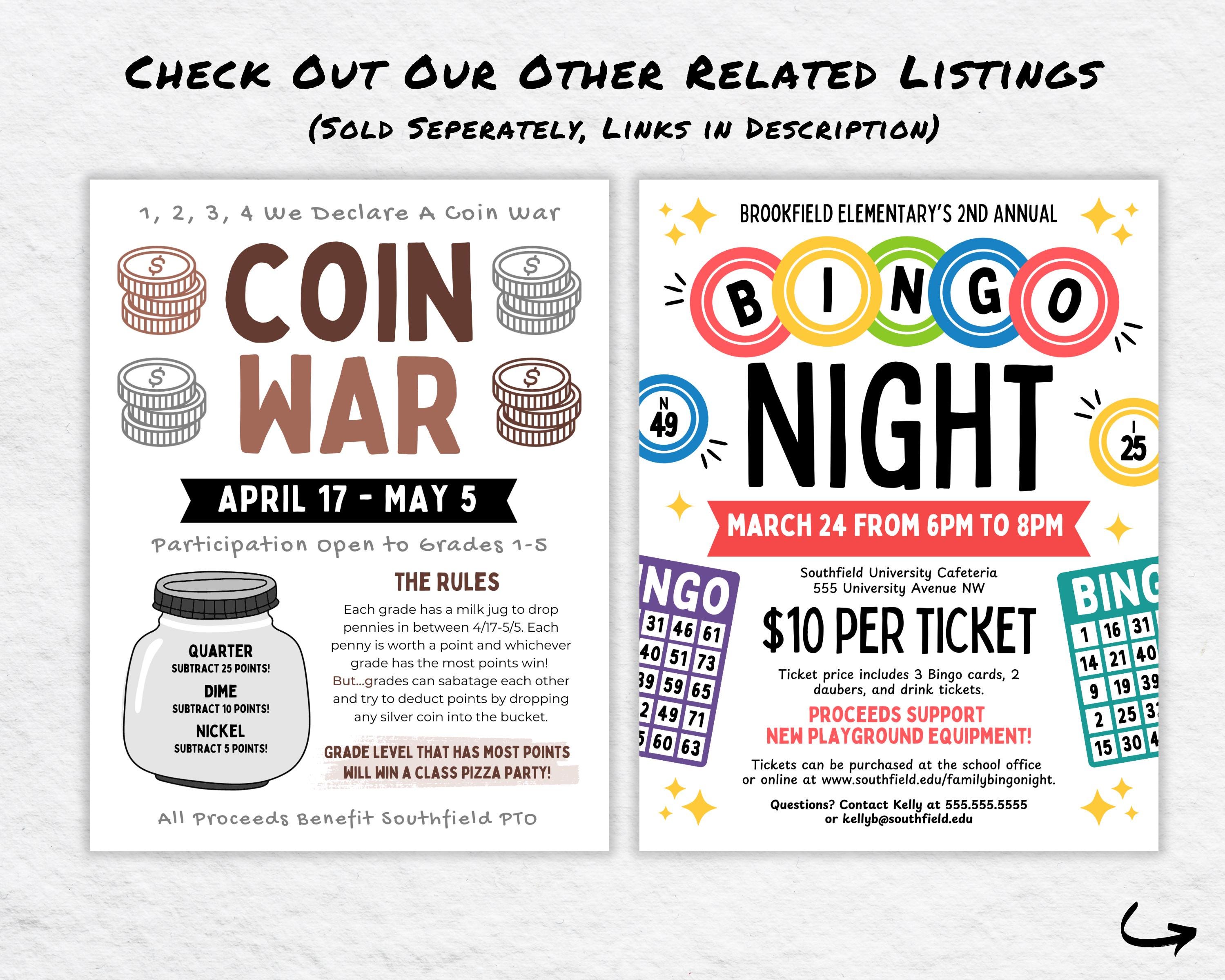 Penny War Flyer Editable Template, Coin Drive Fundraiser, Canva ...