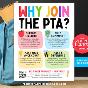 Editable PTA Flyer Template: Canva School PTO Recruitment Poster (Digital Download)